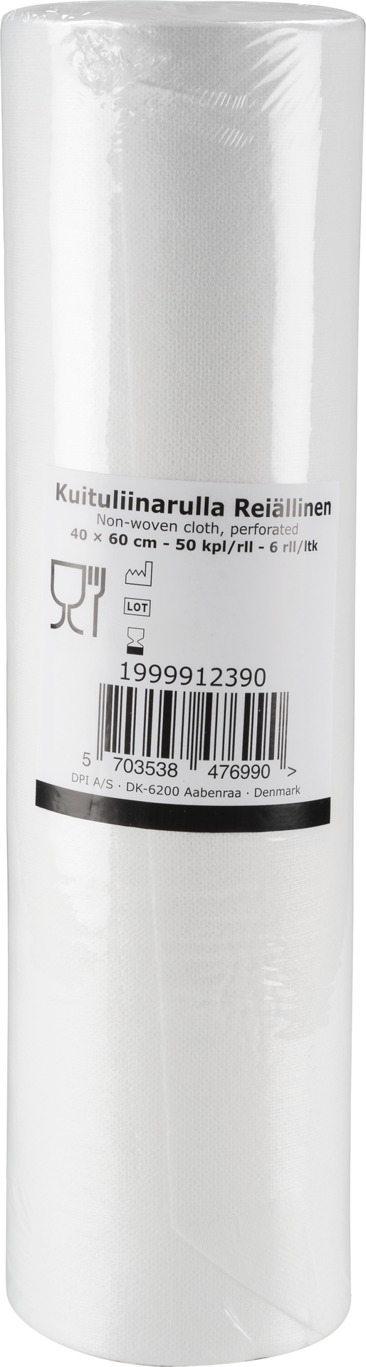 Kuituliinarulla 40x60cm valkoinen 50kpl elintarvikehyväksytty Reiällinen