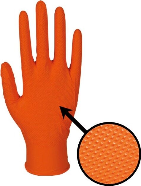 Thor Power Grip nitriilikäsine 50kpl (vahva) Oranssi