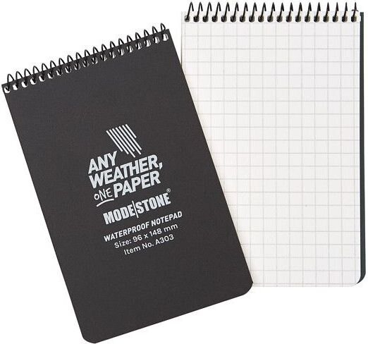 Modestone säänkestävä ruudutettu lehtiö 96x148 30 lehteä (60 sivua) A6 Musta