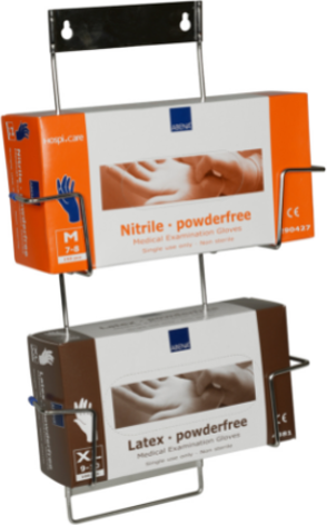 Flexi rack käsineteline rasialle ruostumaton teräs 2:lle käsinerasialle