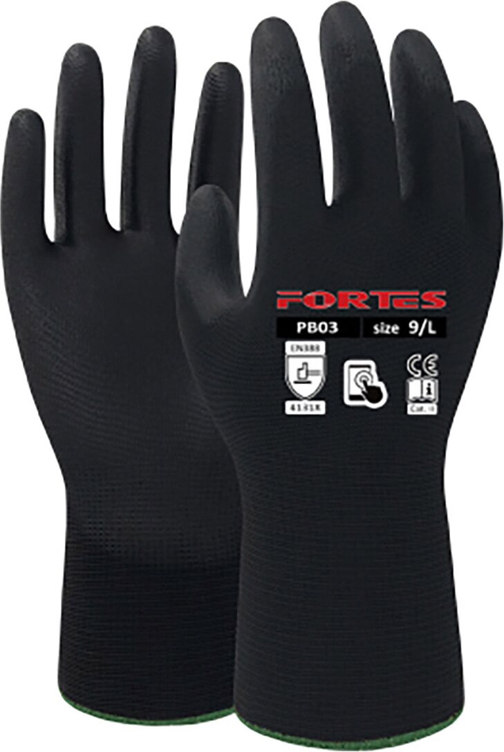 Pu-pinnoitettu käsine 11/XXL Musta