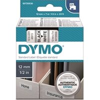 Tarrakasetti Dymo D1 45013 12mm valkoinen/musta