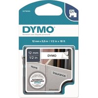 Tarrakasetti Dymo D1 polyesteri 12mmx5,5m valkoinen/musta