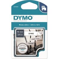 Tarrakasetti Dymo D1 nylon 19mmx3,5m valkoinen/musta