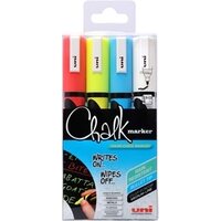 Lasi/liitutaulukynä Uni Chalk Marker PWE-5M pyöreä 4 väriä