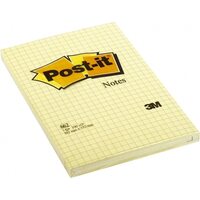 Viestilappu Post-it 662 102x152mm ruudutettu keltainen