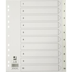 Hakemisto/Välilehti Q-C 1-10 PP ylileveä valkoinen