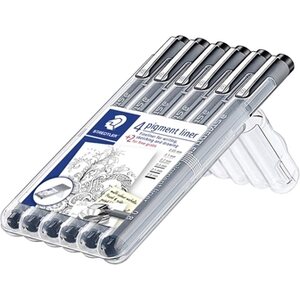 Kuitukärkikynä Staedtler Pigment liner 308 6 leveyttä