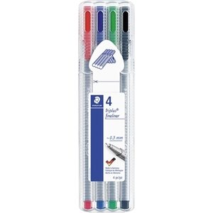 Kuitukärkikynä Staedtler Triplus Fineliner 334 4 väriä