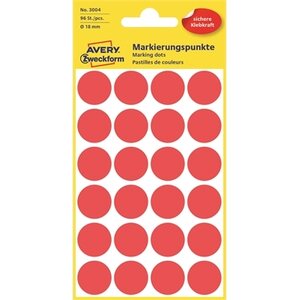 Etiketti Avery 3004 18/96 pyöreä punainen