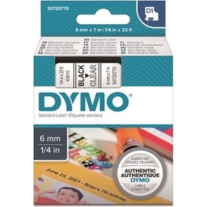 Tarrakasetti Dymo D1 43610 6mm kirkas/musta