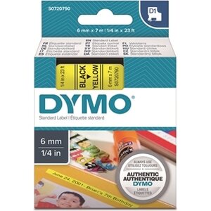 Tarrakasetti Dymo D1 6mmx7m keltainen/musta