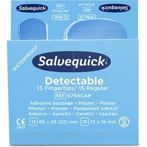 Muovi- ja sormenpäälaastari Salvequick 6754 sininen 6x30kpl