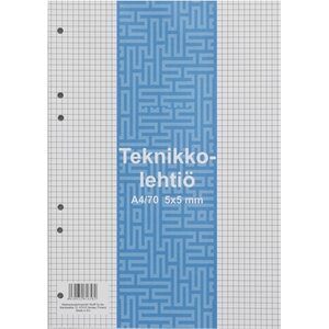 Teknikkolehtiö A4/70 5x5 liimaselkä