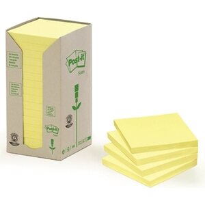 Viestilappu Post-it Eko 654 76x76mm keltainen/16 kpl pkt