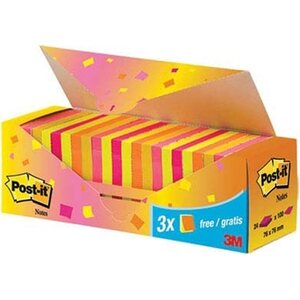 Viestilappu Post-it 654 76x76 värilajitelma etupakkaus/24