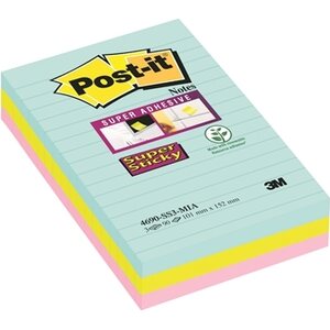 Viestilappu Super Sticky 101x152 mm viivoitettu Miami 3 kpl