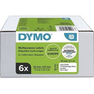 Dymo LW 57x32mm yleistarra valkoinen 6 rullaa