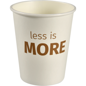 Kartonkinen muovipinnoitettu kuumakuppi 240/250ml 50kpl "Less Is More"