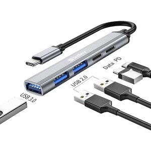 USB-C hub 3 kpl USB-A ja 2 usb-C porttia