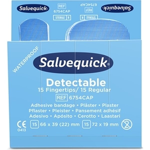 Muovi- ja sormenpäälaastari Salvequick 6754 sininen 6x30kpl