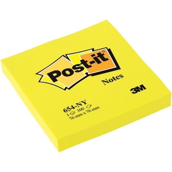 Viestilappu Post-it 654 76x76mm neonkeltainen