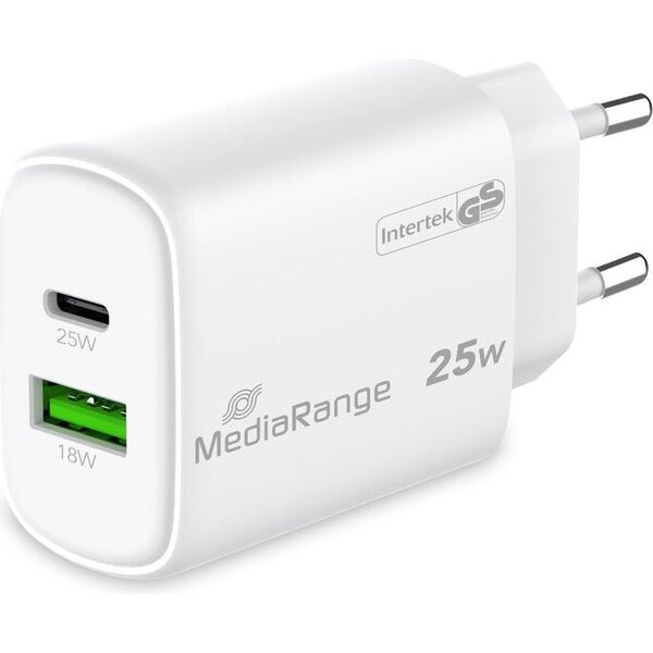 Pikalaturi Mediarange 25W USB -A ja USB -C