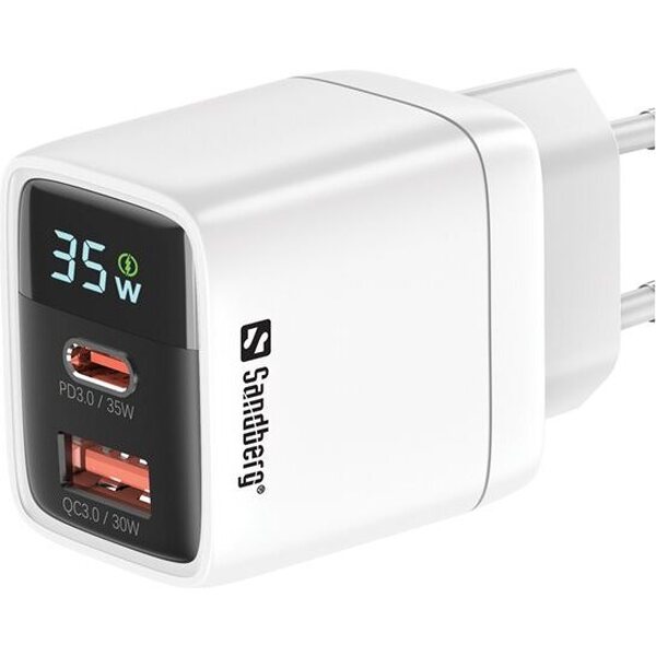 Verkkolaturi Sandberg 35W usb-A ja usb-C