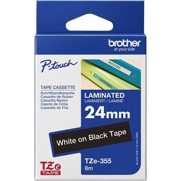 Tarrakasetti Brother TZe-355 24mm valkoinen/musta