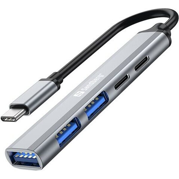 USB-C hub 3 kpl USB-A ja 2 usb-C porttia